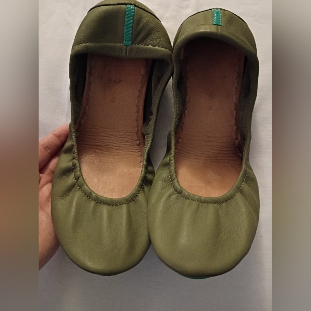Tieks Olive Green Leather Slippers